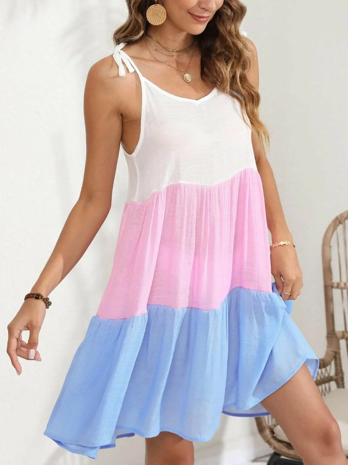 Chic Color Block Beach Dress - Love Salve